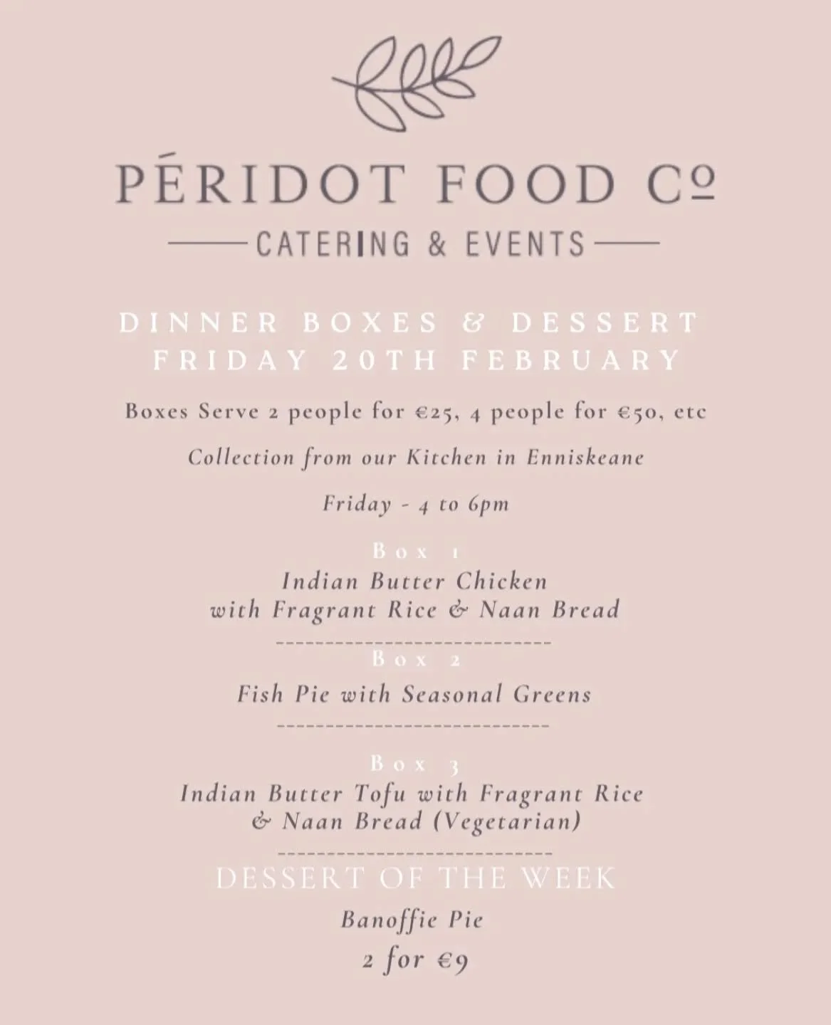 No prep...
No dishes...
Just heat, serve &amp; enjoy 🤌

Orders in by 6pm this Thursday please 

☎️ Call or WhatsApp us on 083-1299446 to place your order 

📍Collections from our kitchen in Enniskeane this Friday from 4-6pm