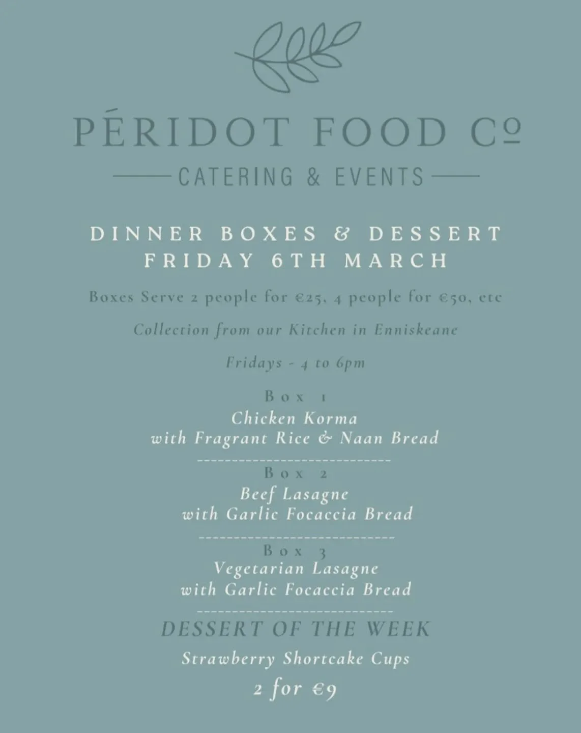 Minimal Effort....Maximum Flavour 🤌

Orders in by 6pm this Thursday please!

☎️ Call or WhatsApp us on 083-1299446 to place your order

📍Collections from our kitchen in Enniskeane this Friday from 4-6pm