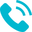Icon of a phone handset in blue.
