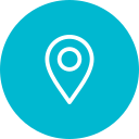 Icon of a location pin on a blue background