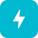 Blue icon with a white lightning bolt symbol