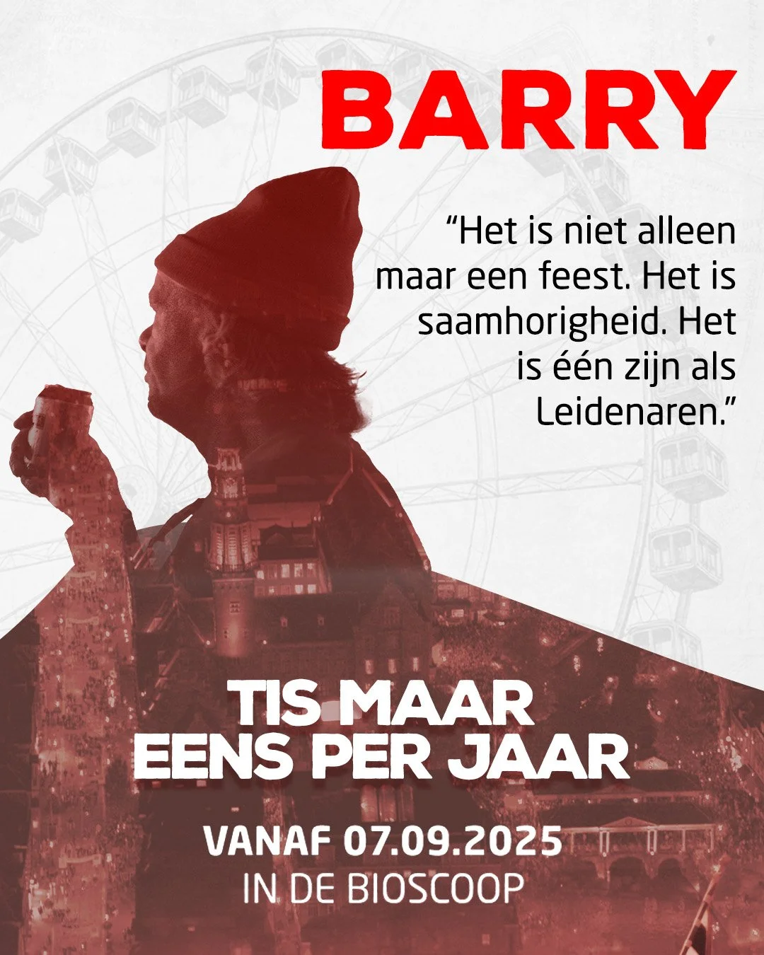 𝐁𝐚𝐫𝐫𝐲 | Geboren en getogen Leidenaar
Voor Barry is het meer dan een feest. Het is saamhorigheid. De stad die &eacute;&eacute;n wordt. En gevoel, &eacute;&eacute;n geluid. &ldquo;Het is &eacute;&eacute;n zijn als Leidenaren.&rdquo;

Tis Maar Eens