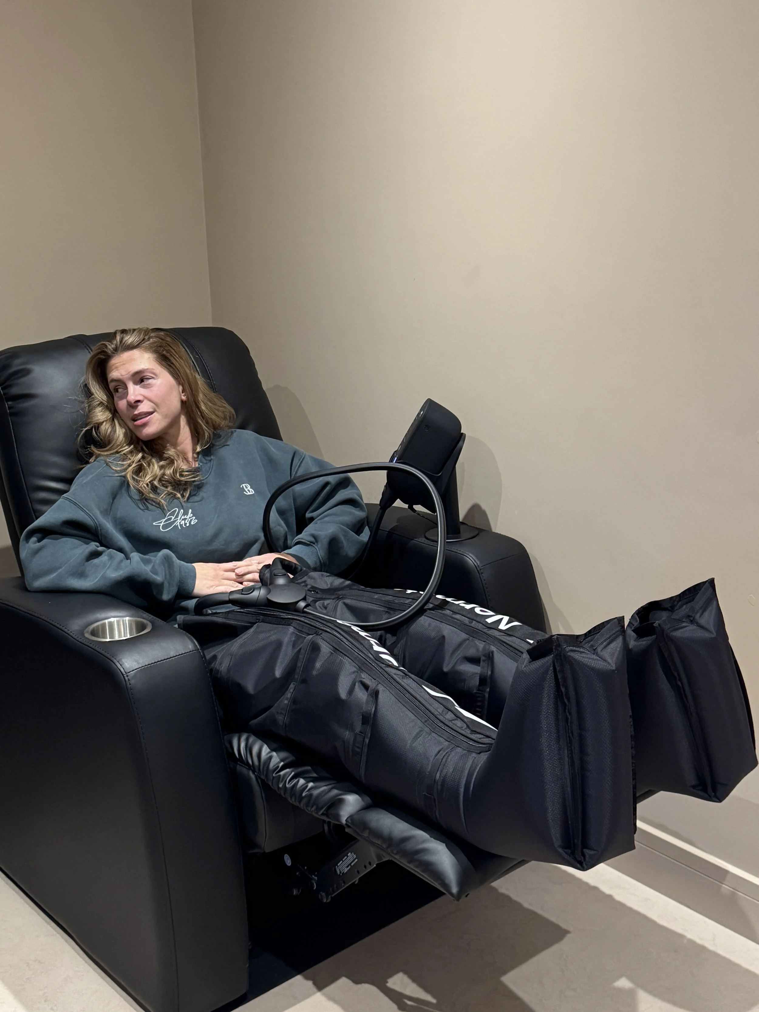 Hyperice compression boots used for leg recovery and circulation therapy at ReGen Rooms