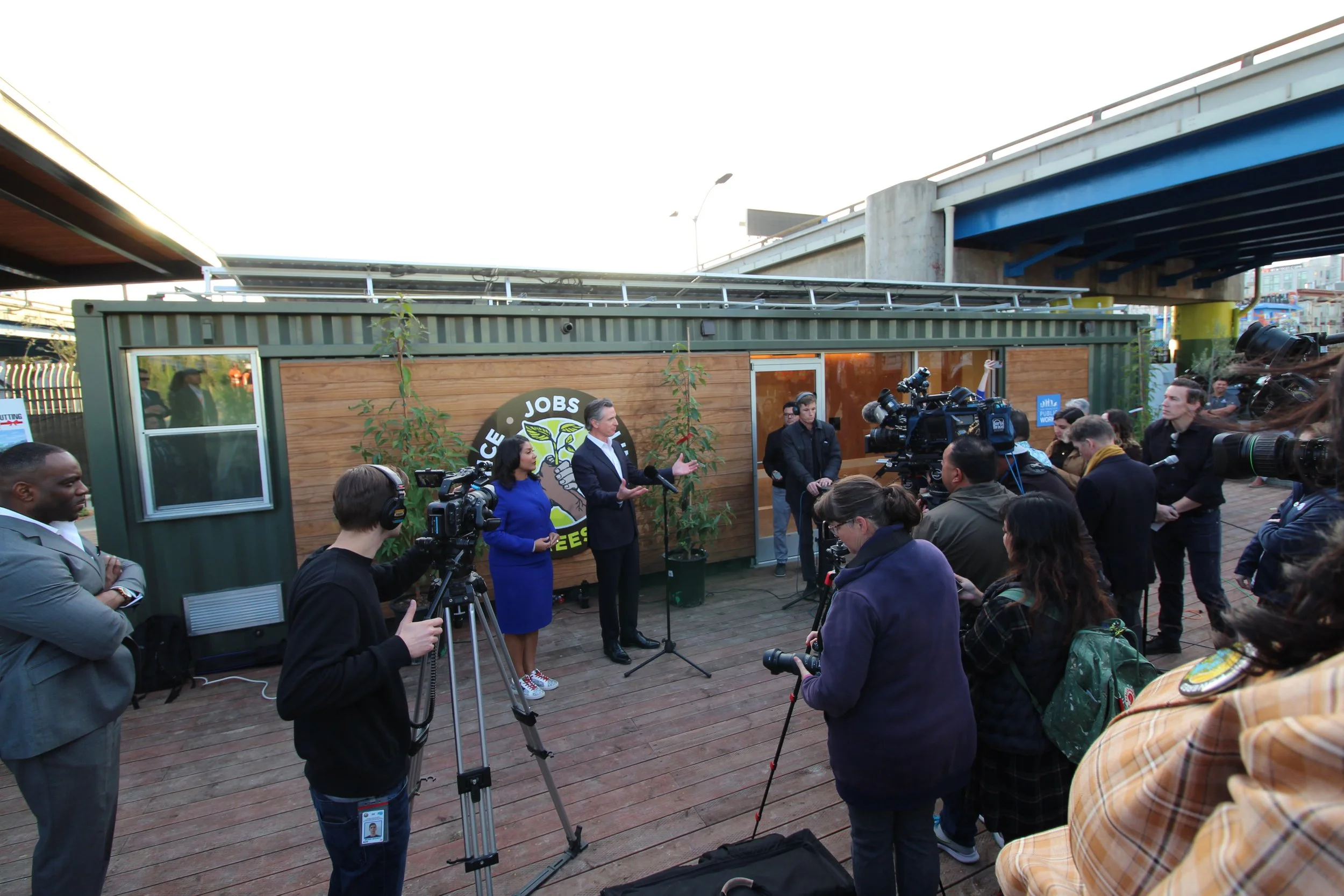View of shipping container modular construction for Street Tree Nursery in San Francisco, CA