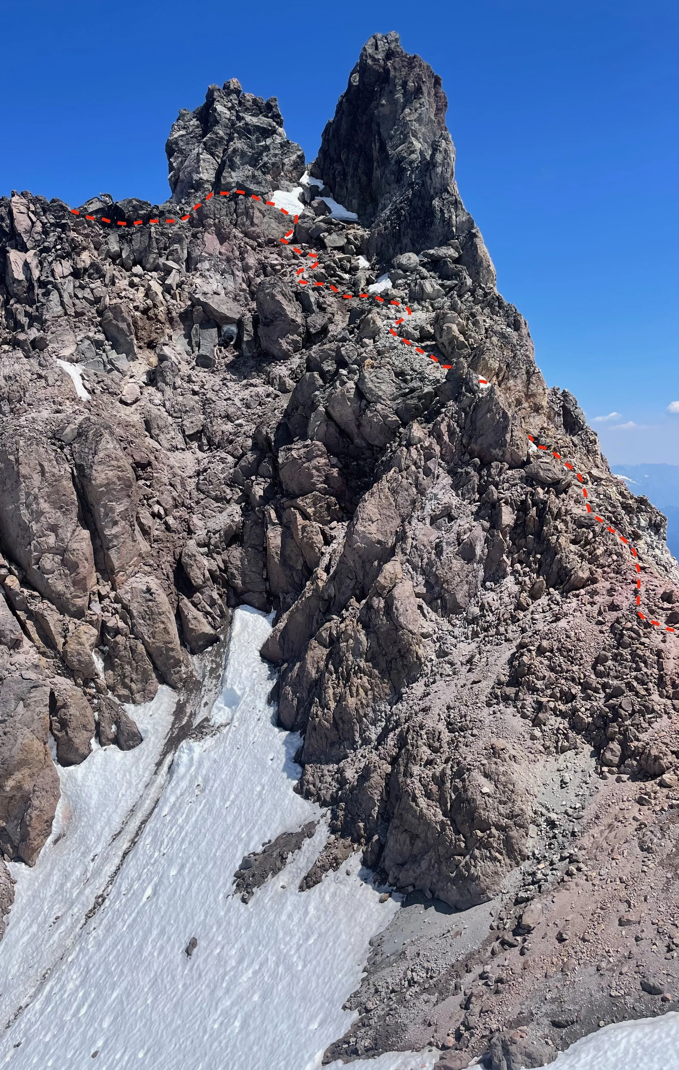   The full Rabbit Ears section. Fairly well cairned on 12 July 2024.  