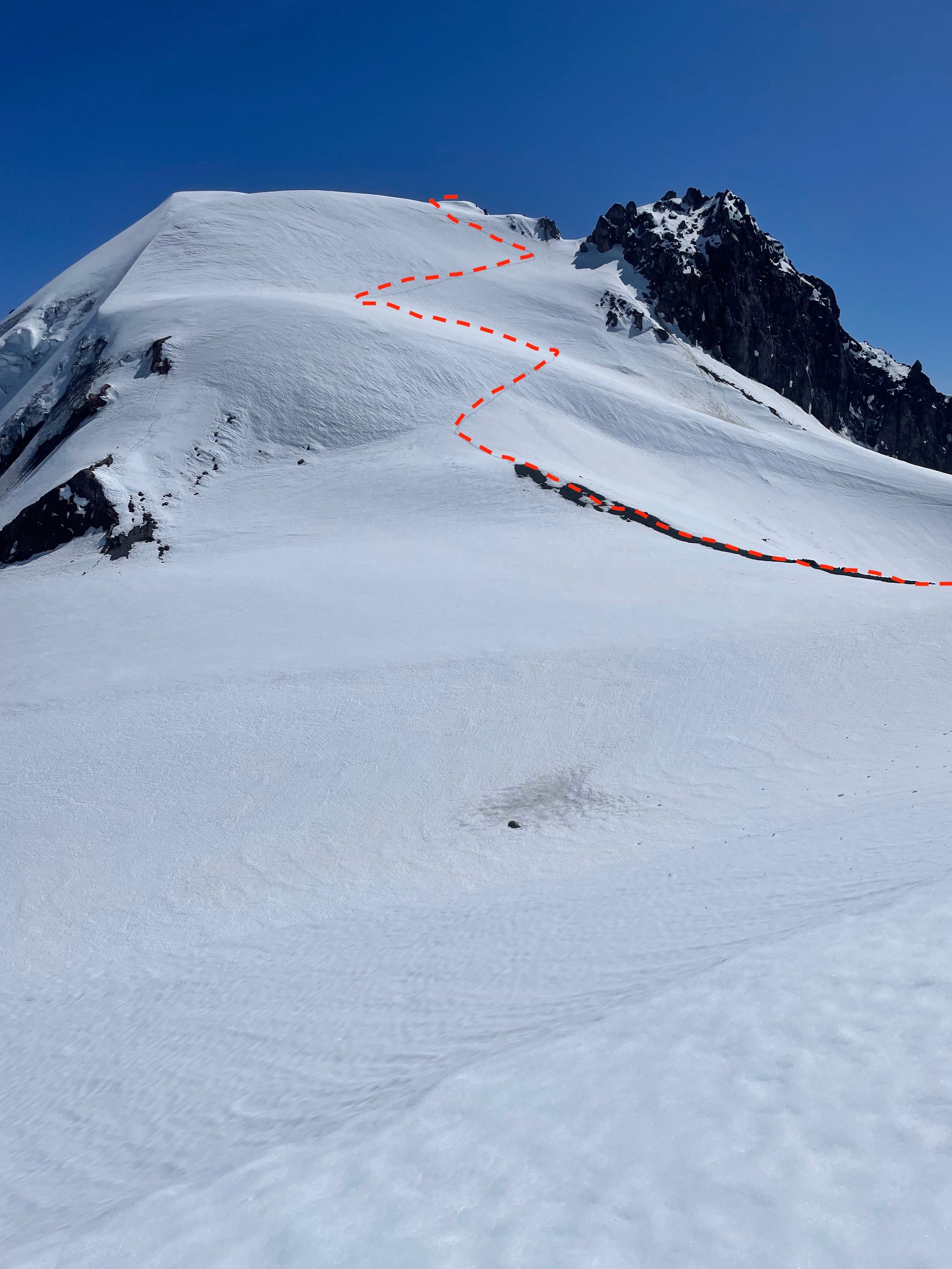   One last climb to the summit. I have seen crevasses on this slope.  