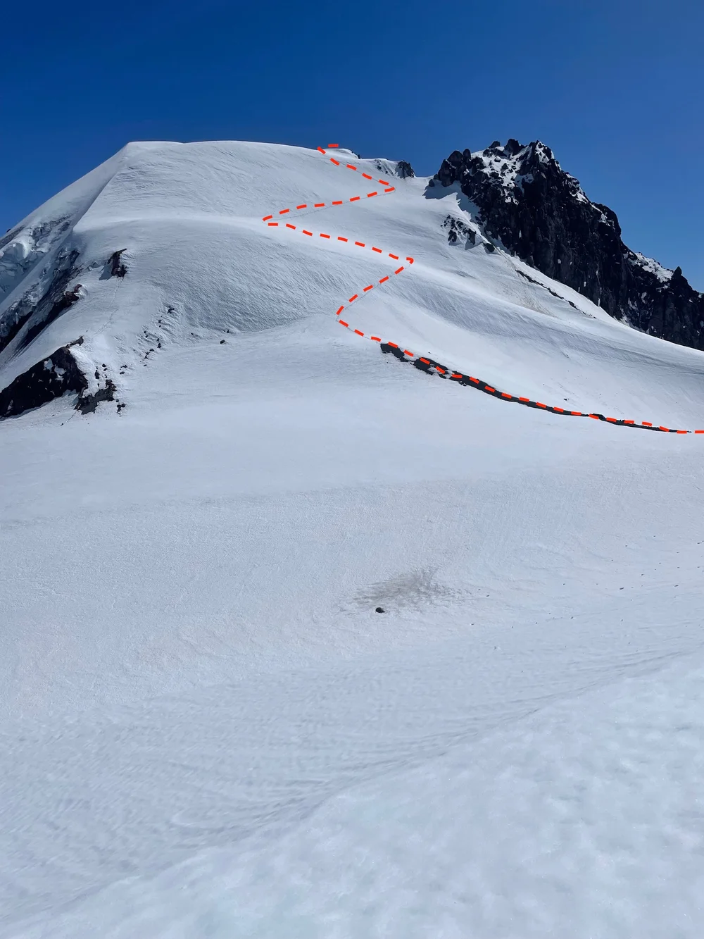   One last climb to the summit. I have seen crevasses on this slope.  