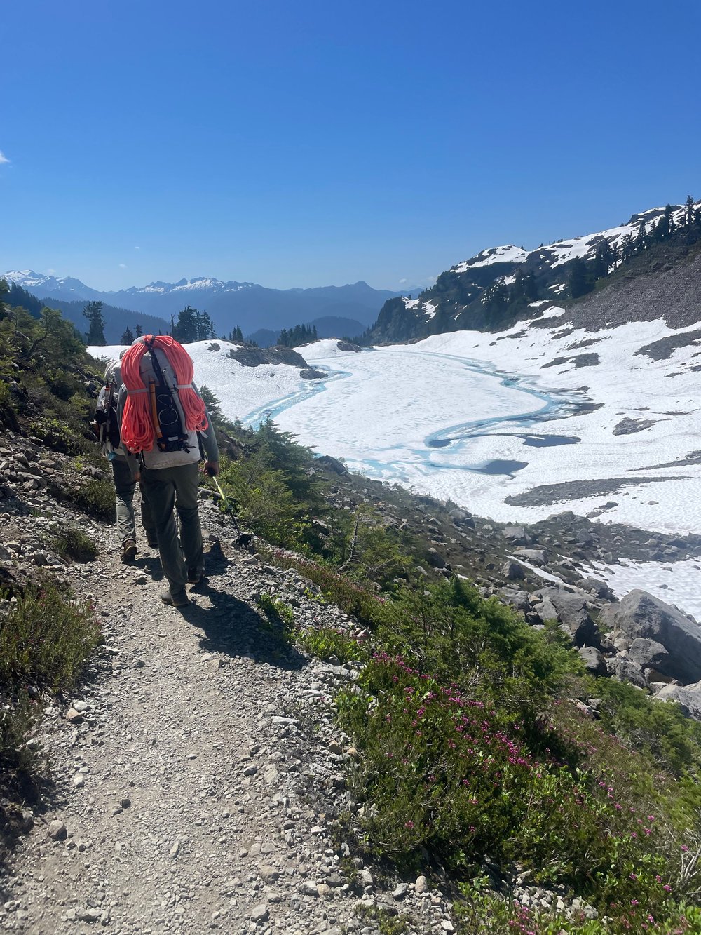   Hiking into the alpine and past scenic Lake Ann.  