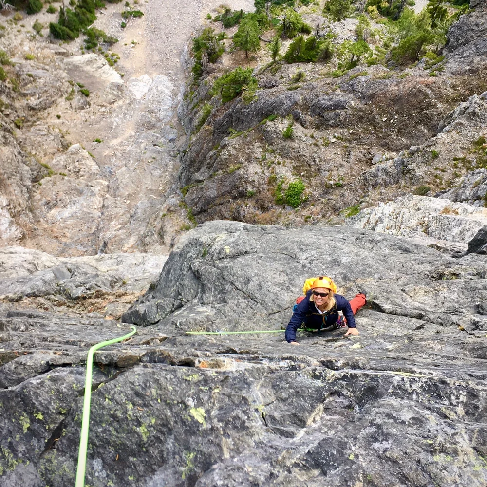   Finishing the second traverse pitch.  