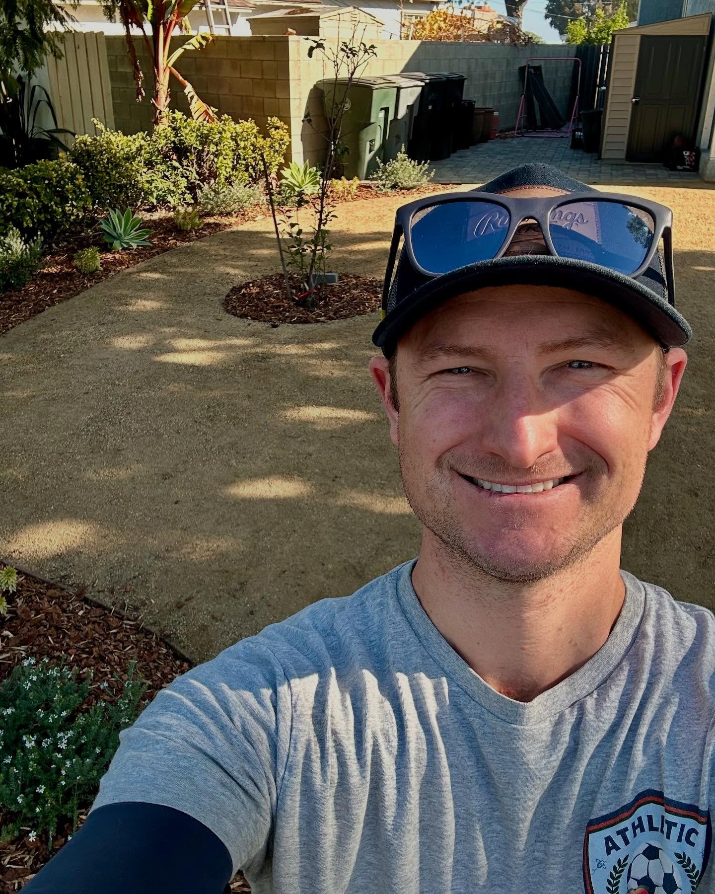 Putting the finishing touches on our latest project!  This front yard makeover included all our favorite elements: food for people, benefits to the eco system, and athletic play space!  We converted two old spent lawns into wonderful and useable spac