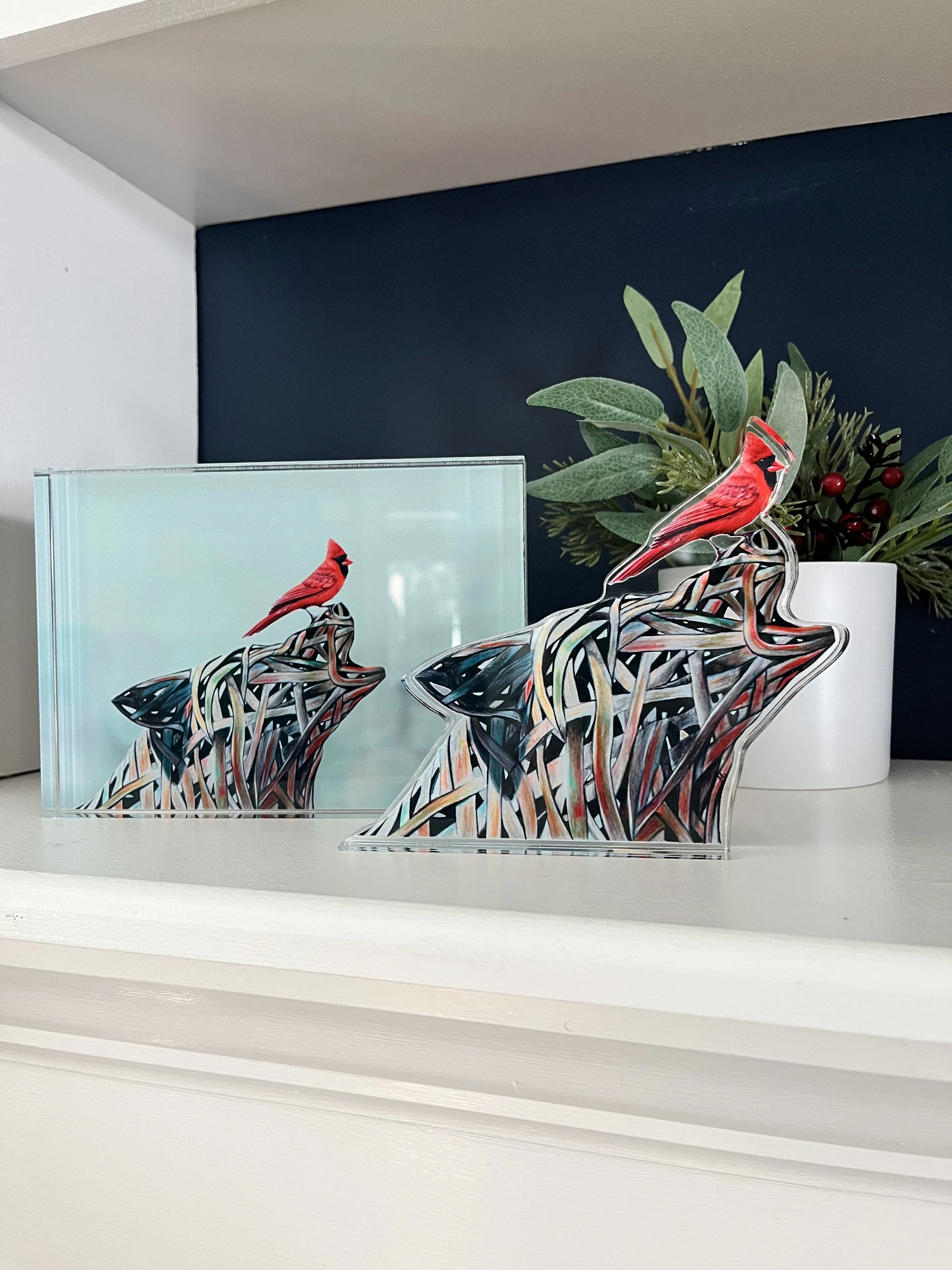 Acrylic block and cutout - staged at home