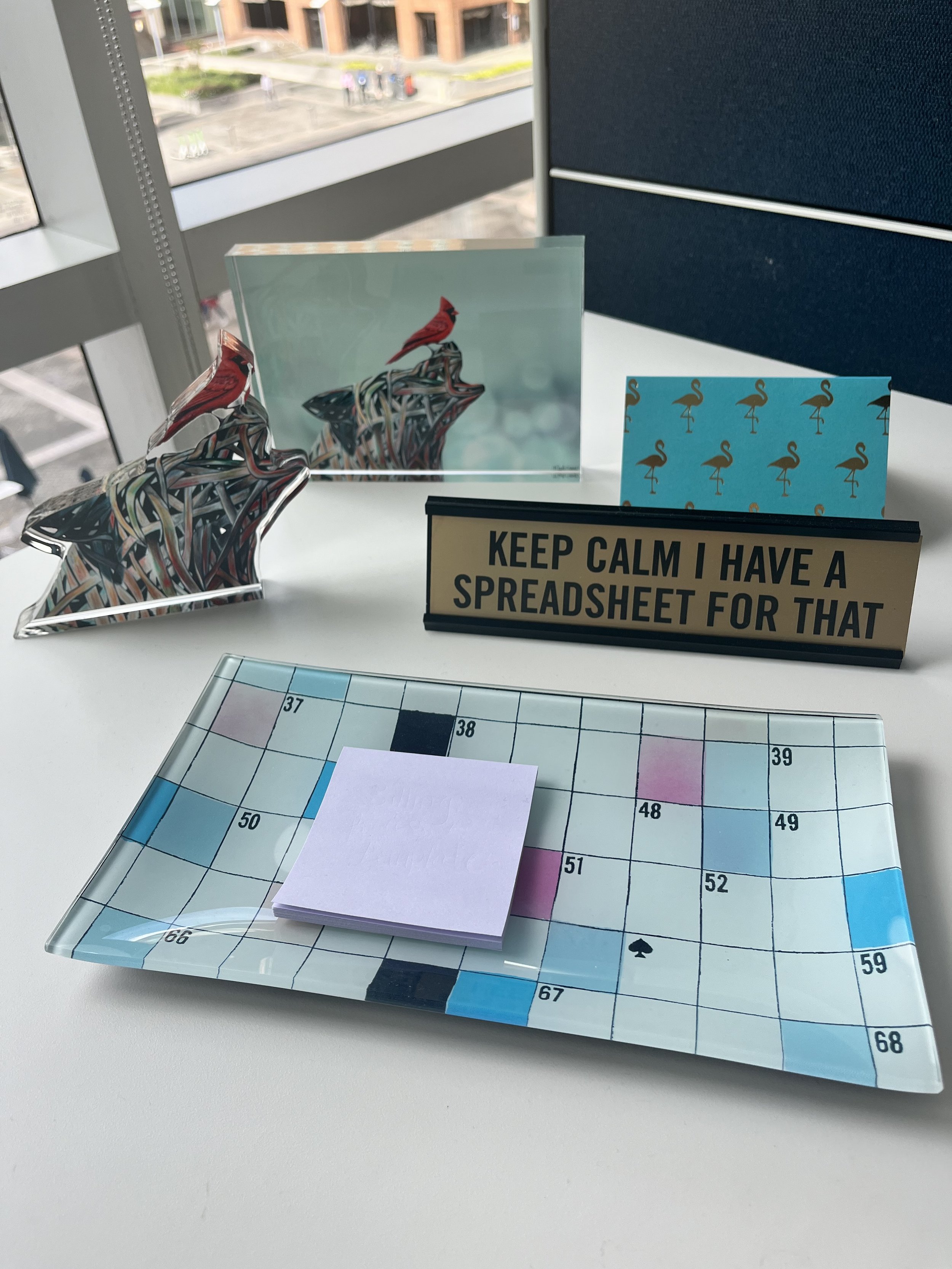 Acrylic block and cutout - staged at office