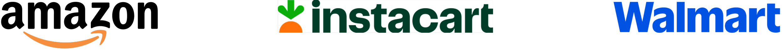 Logos of Amazon, Instacart, and Walmart.