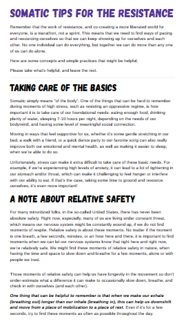 somatic tips for the resistance pdf cover