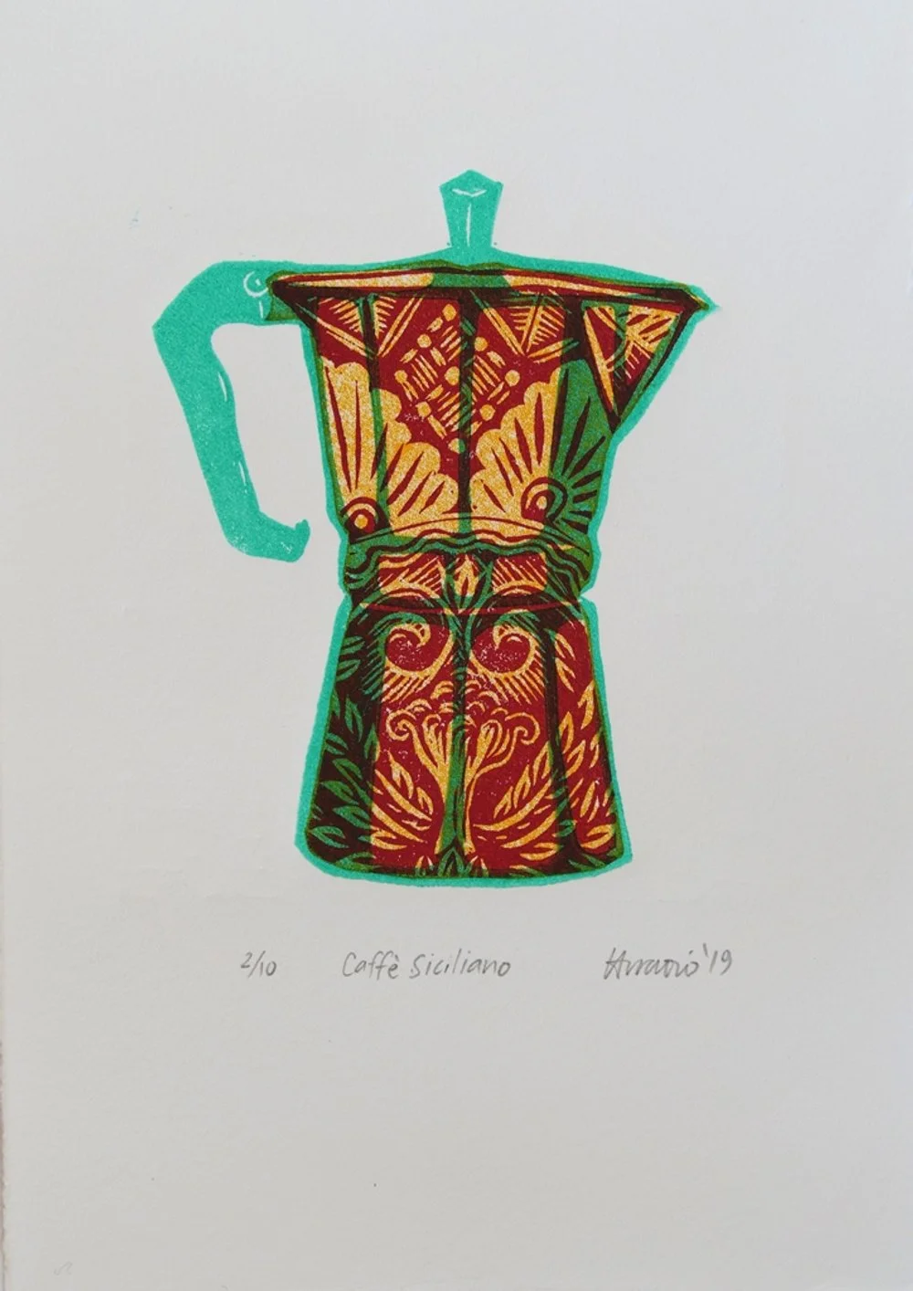Ina Arraoui - Caffe siciliano - Woodblock