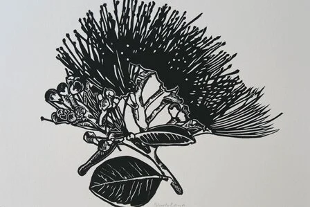Nicola Ov - Pohutukawa - Woodcut