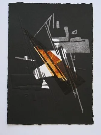 Elane Wiseley - Workbench - Woodcut, chine colle