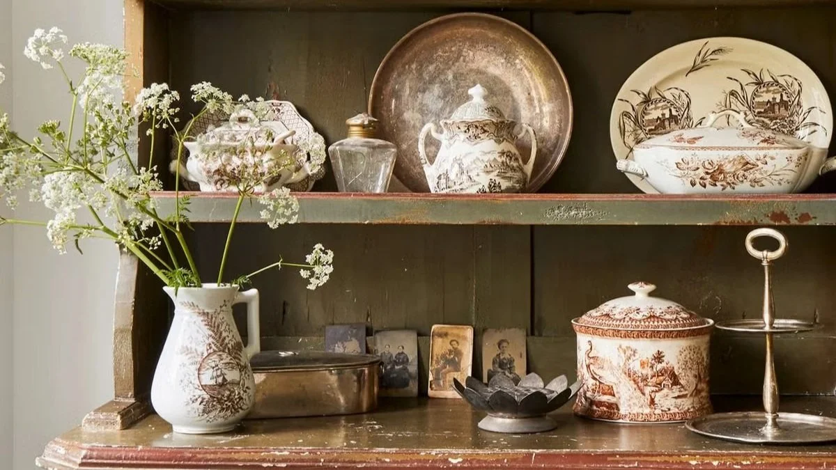 antiques and hand painted kitchen items