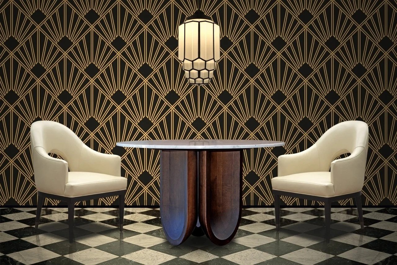 art deco table and chairs