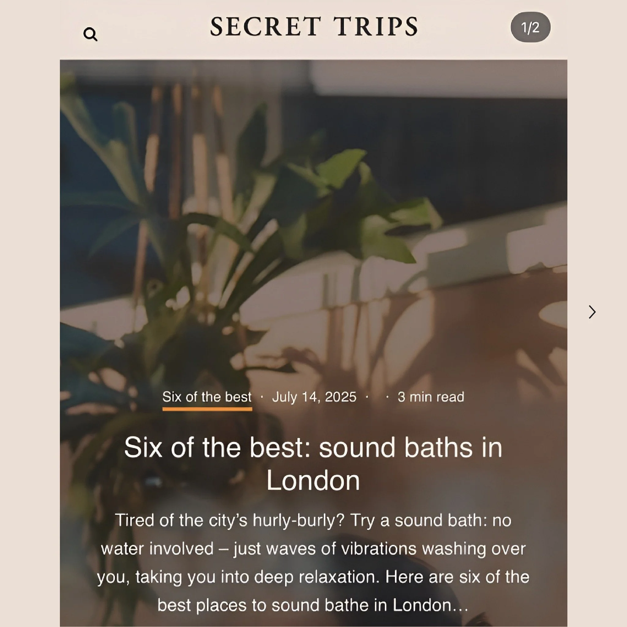 There&rsquo;s a moment, just after the last note fades, when the room is filled with stillness and you feel it in your whole body. That&rsquo;s the magic of sound baths.

I&rsquo;m grateful that Secret Trips recognised my sessions at Cloud Twelve, No