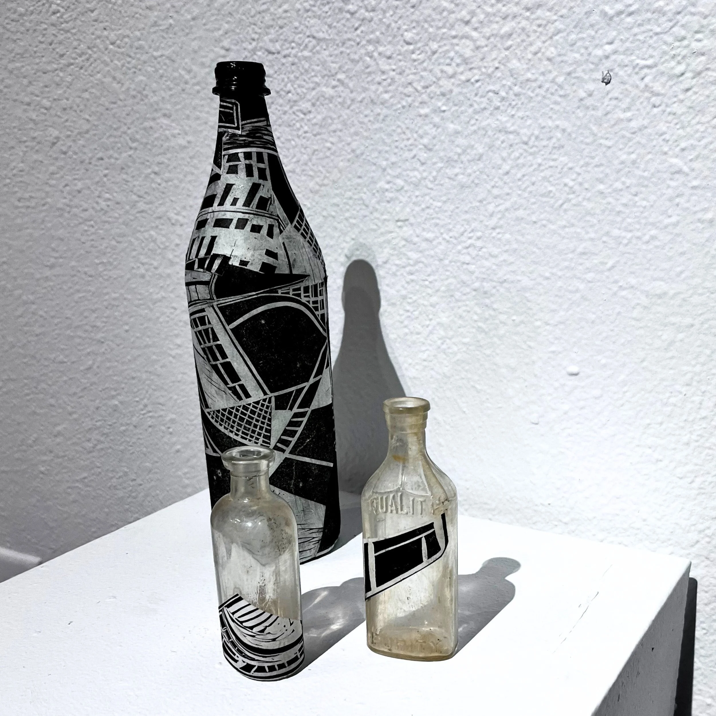 A Bitter Taste, Relief print on found objects, 2024
