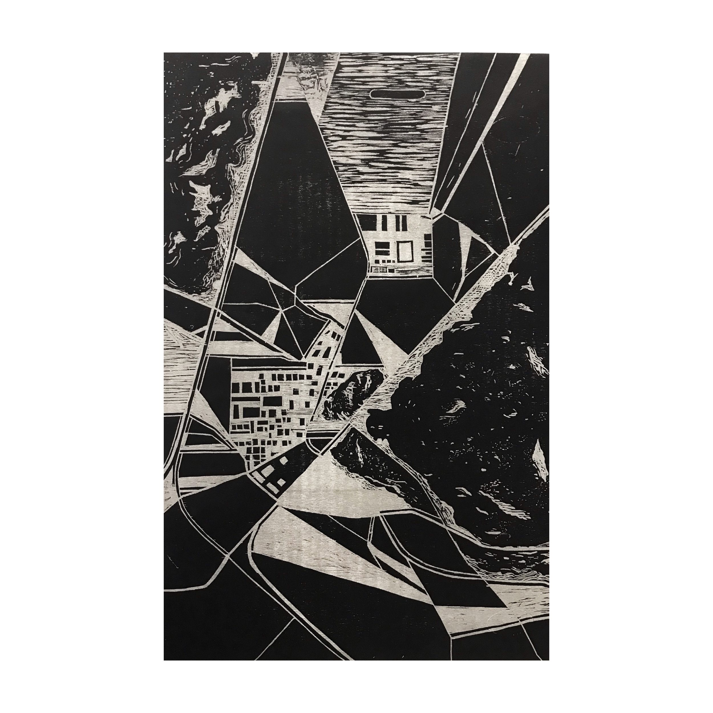 Desolation Family,
Woodblock relief print,
19” x 27”,
2024