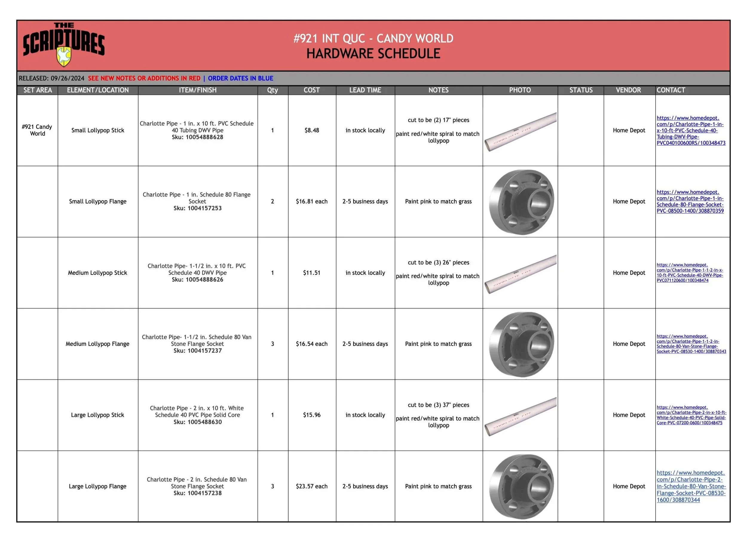 Hardware Schedule