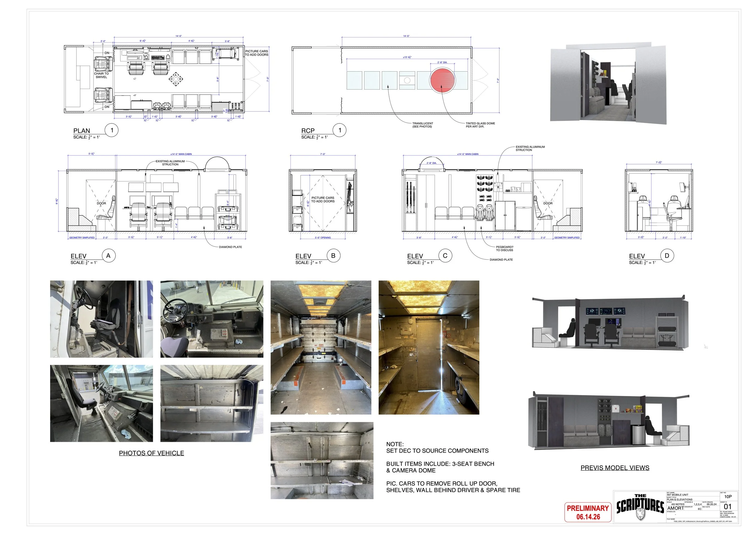 Mobile Unit Plan + Elevations (drafted by Enna Chow)
