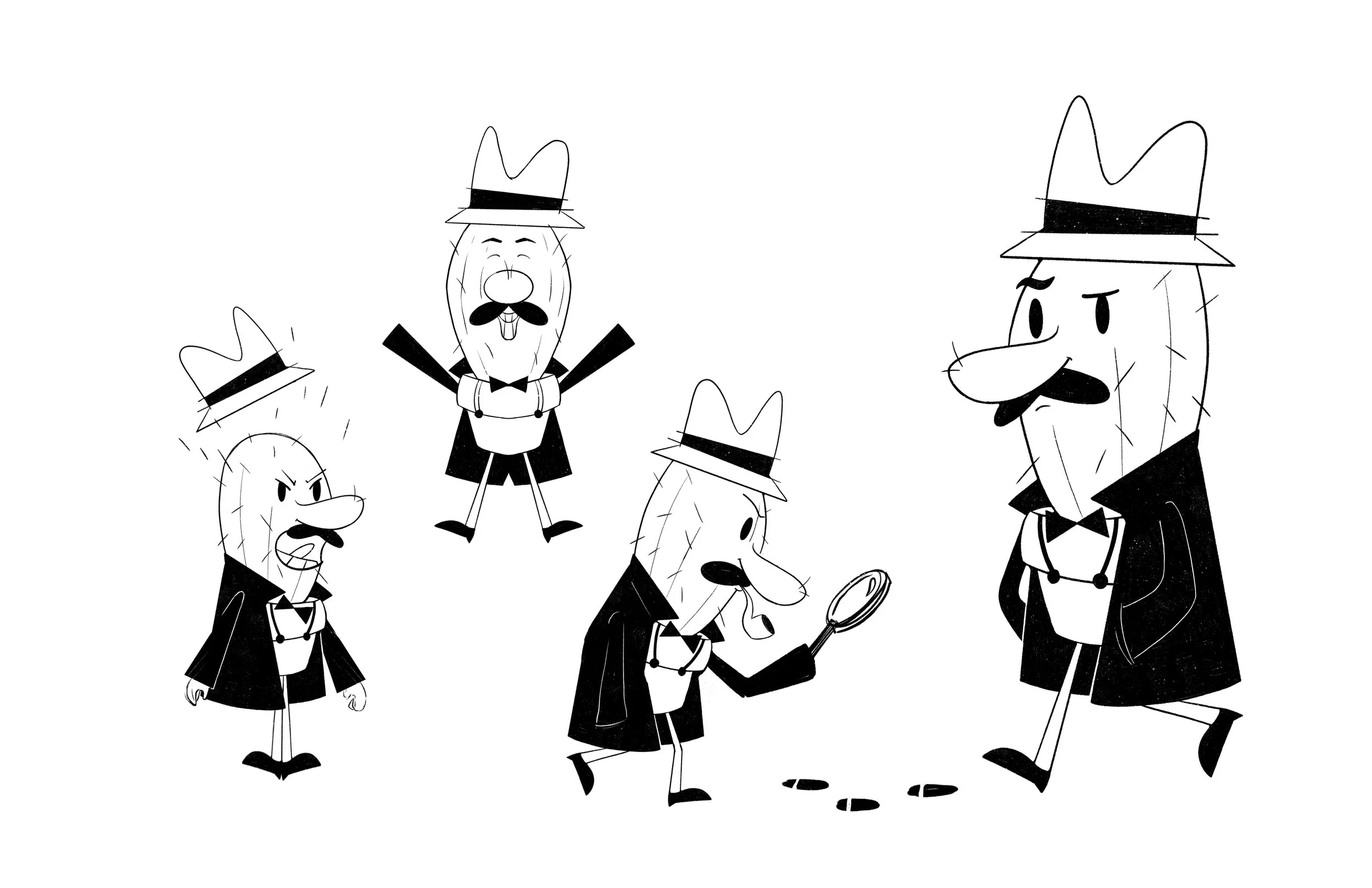 50s Detective Prickly Poses - Inspired by the UPA Style