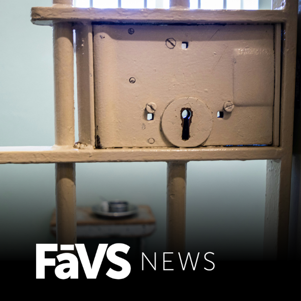 favs news logo with prison cell in background 