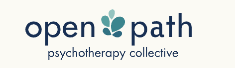 Open Path Psychotherapy Collective logo with the words 'open path' and 'psychotherapy collective' underneath