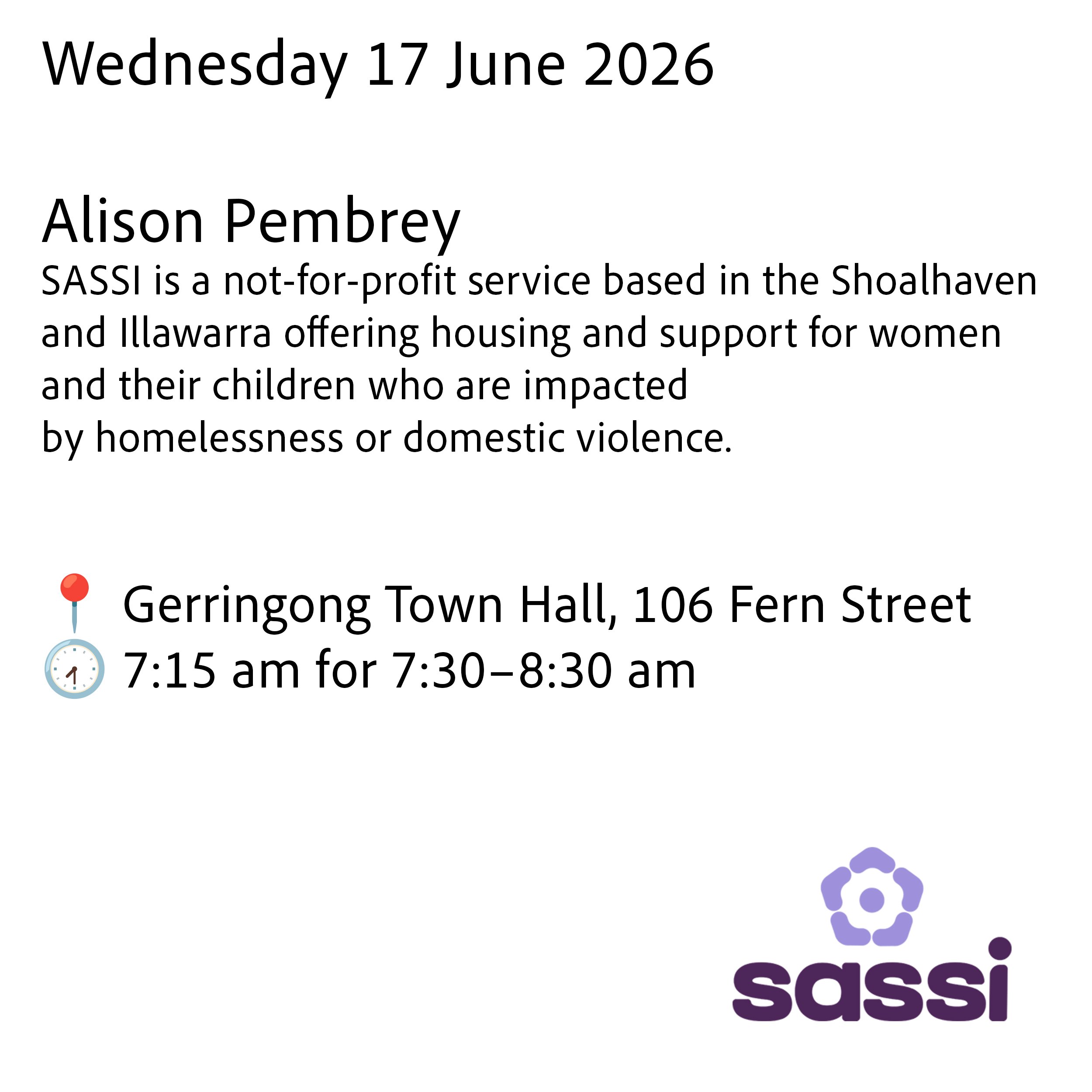 17 June 2026- Alison Pembrey