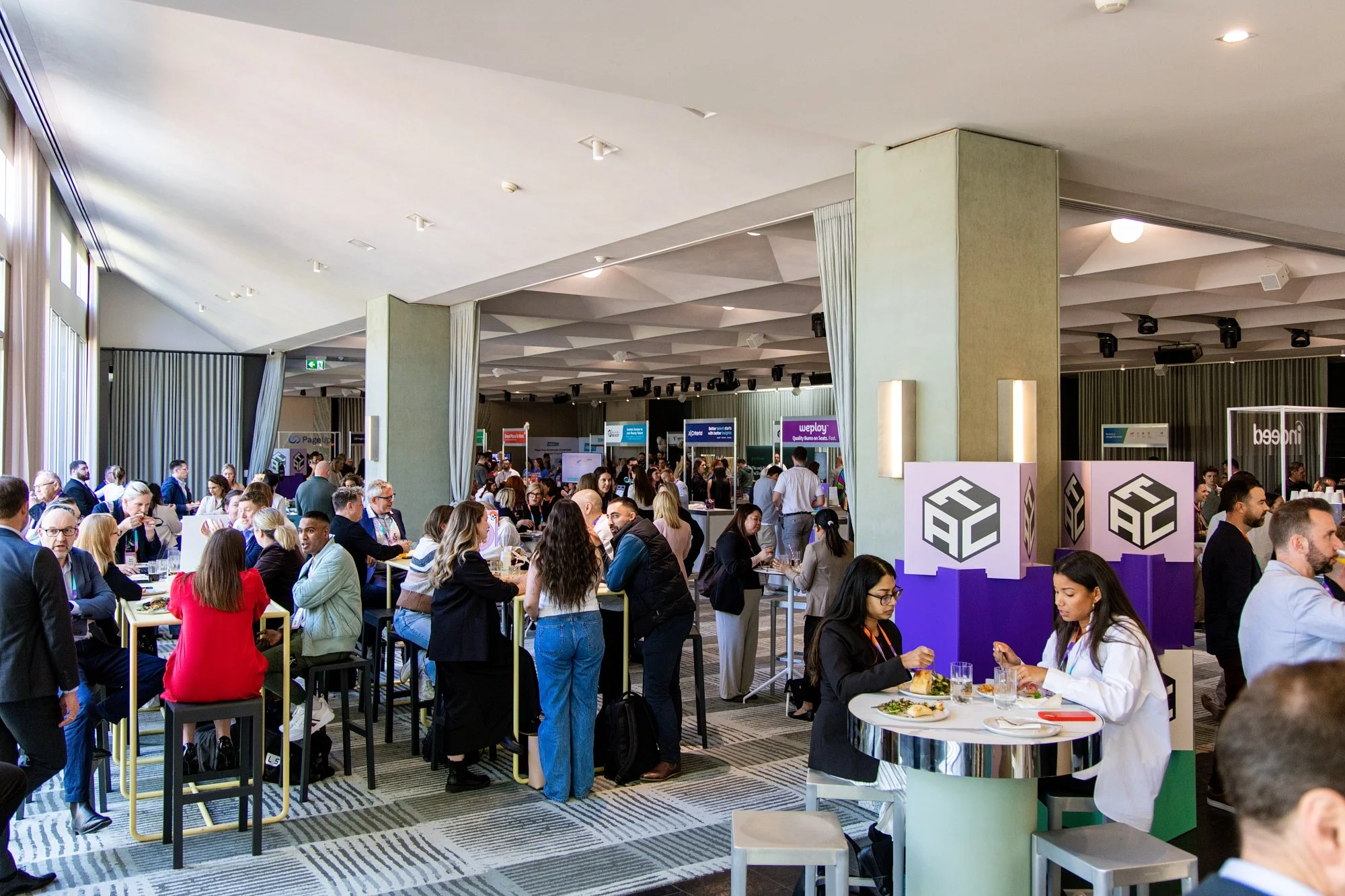 Trade show booth set up with catering. Multi-venue space. Conference and Trade Show Federation Square Melbourne.