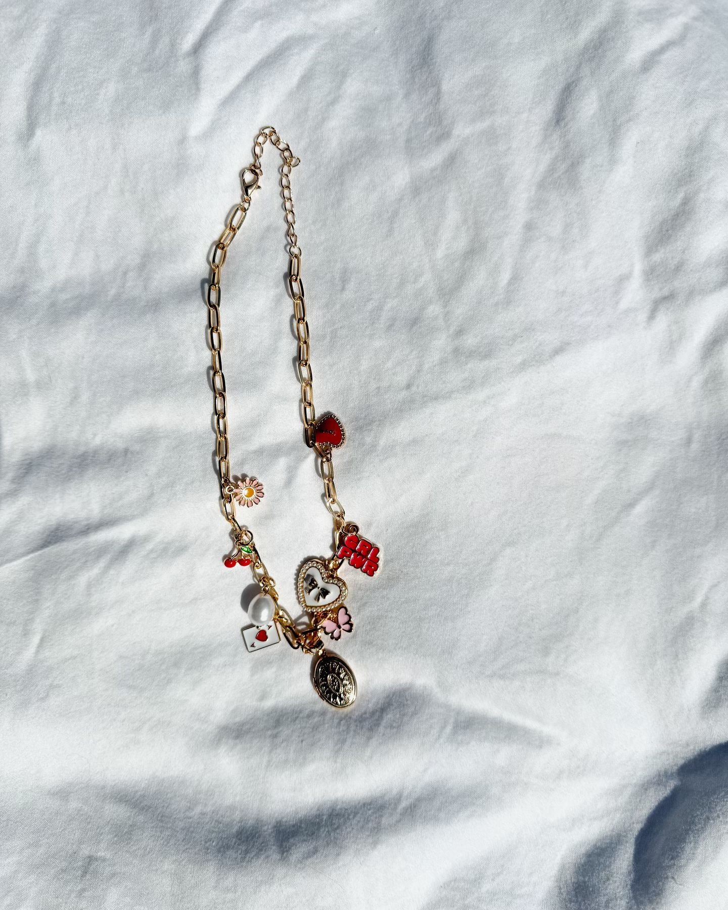 SOLD!!! handmade charm necklace 💌 $20 - comment below or send a dm and i can make you one 🫶🏼 

#smallbusiness #smallbusinessowner #charmbracelets #charmbracelet #charmnecklace #charmnecklaces #charmjewelry #handmadejewelry #smallbusinesssupport #s