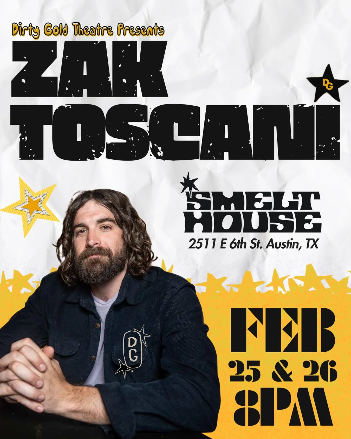 ZAK TOSCANI LIVE at Smelt House
FEB 25th &amp; 26th
8-10PM

Zak Toscani is a standup comedian and writer based on the West Coast. Known for his originality, vulnerability, and sharp perspective, Zak&rsquo;s comedy has taken him from the Pacific North