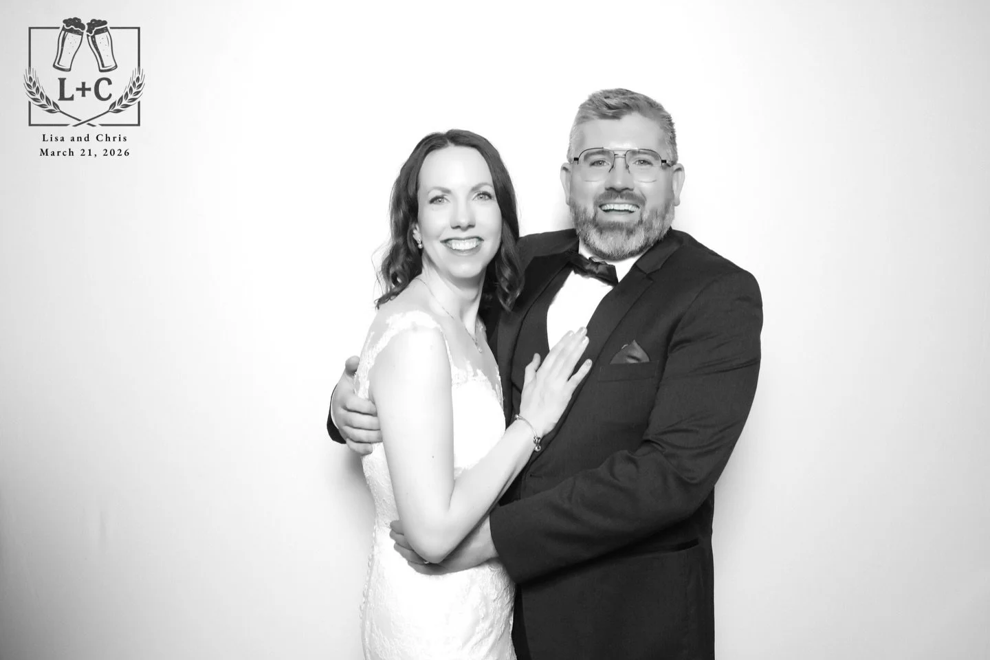 Timeless never goes out of style.

This black and white photo booth moment from our Glam Booth captures that effortlessly elegant look couples love, clean lighting, soft skin tones, and photos that feel straight out of an editorial.

Perfect for wedd