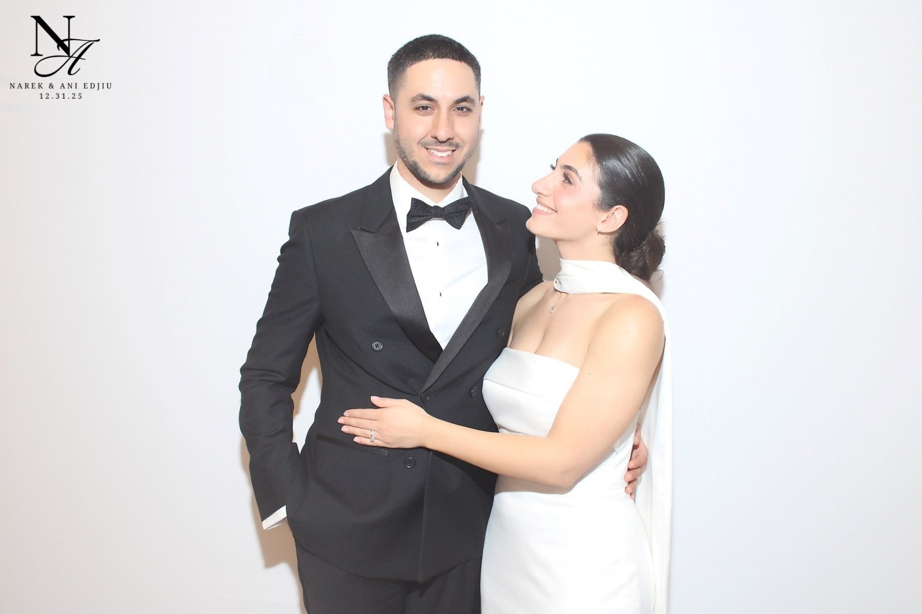 Couple at a classic print photo booth at Toronto wedding