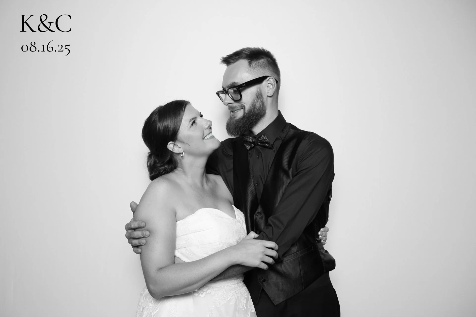 Black and white glam photo booth portrait at Toronto wedding