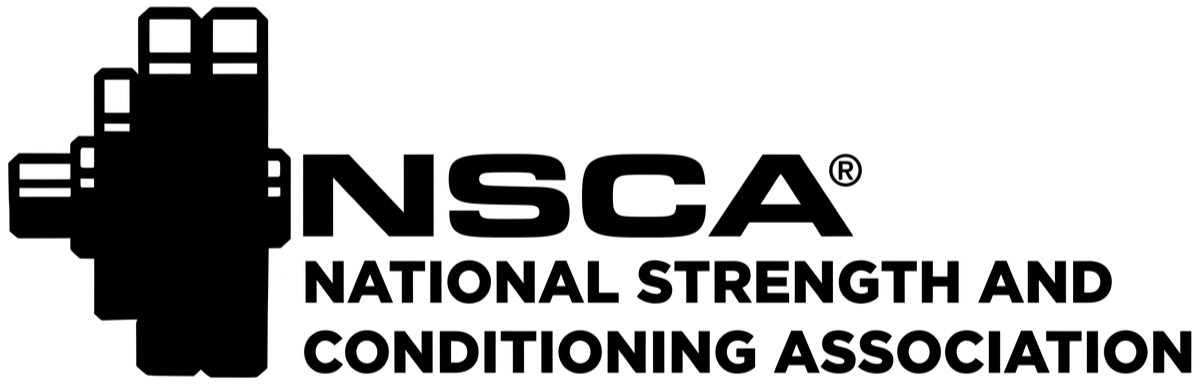 Logo of the National Strength and Conditioning Association (NSCA) featuring a stylized pixelated figure lifting weights