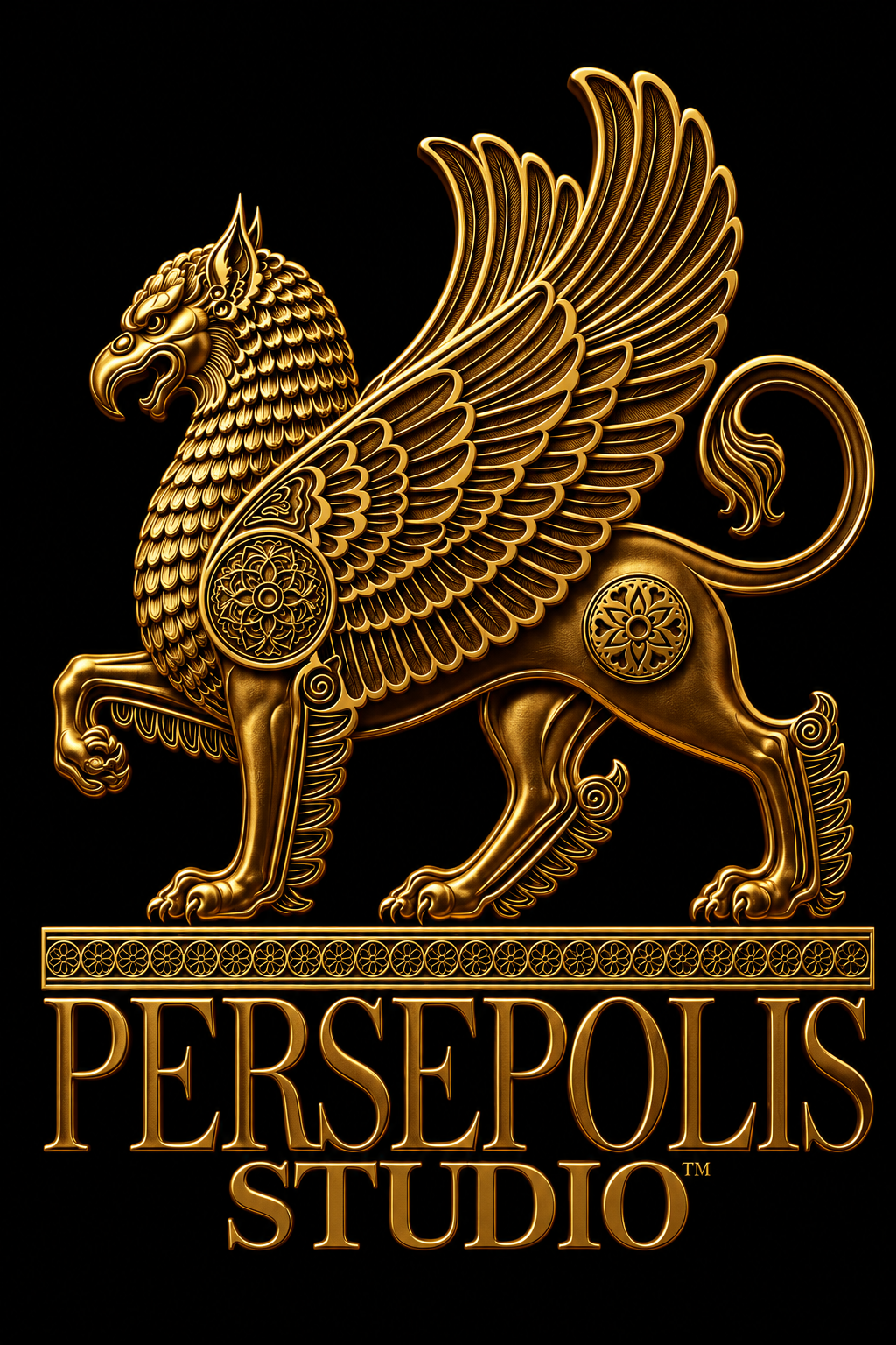 A Persian Griffin and the words Persepolis Studio showcase the logo and name of Persepolis Studios