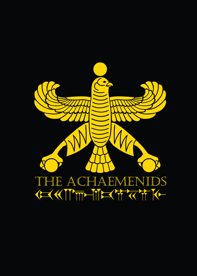 The Achaemenid eagle, emblem of the Achaemenid dynasty, on a black background
