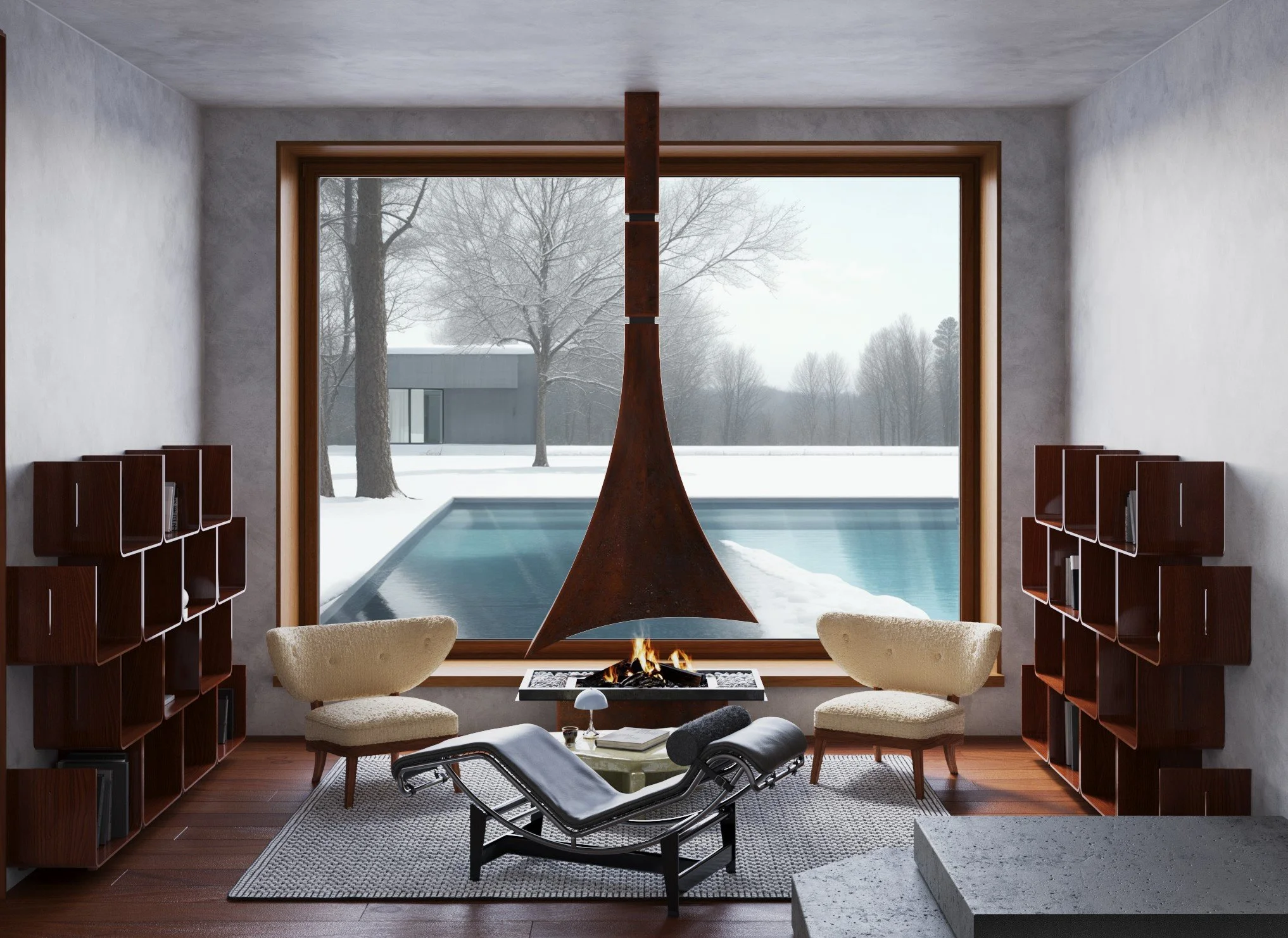 Fireplace by Julia Pererva, made of corten steel