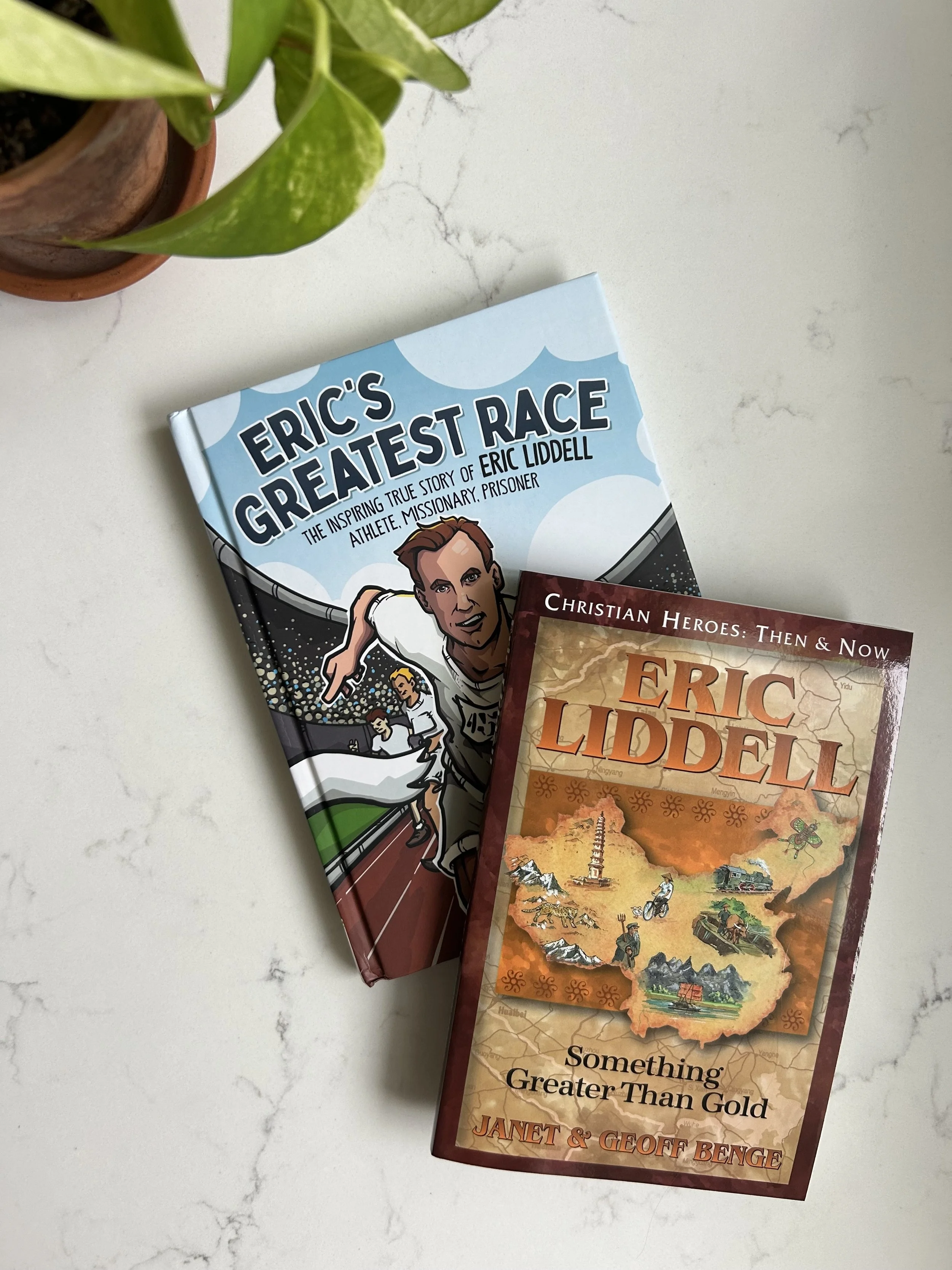 Nonfiction books about Eric Liddell highlighting faith, perseverance, and Christian hero stories for boys.