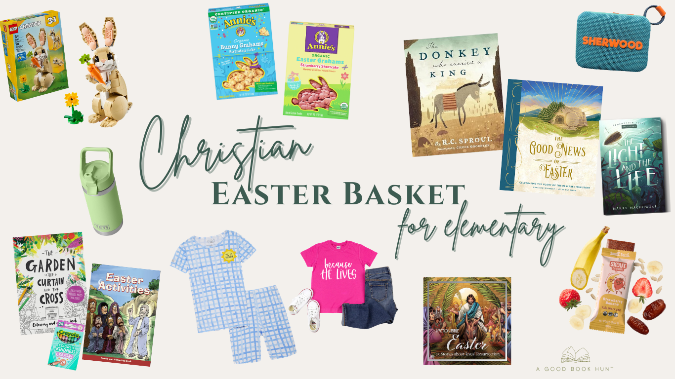 Graphic of christian easter basket ideas for elementary kids