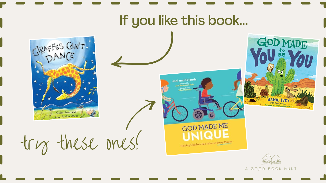 Giraffes Can’t Dance shown next to God Made Me Unique and God Made You to Be You, a Christian picture book celebrating identity and confidence.