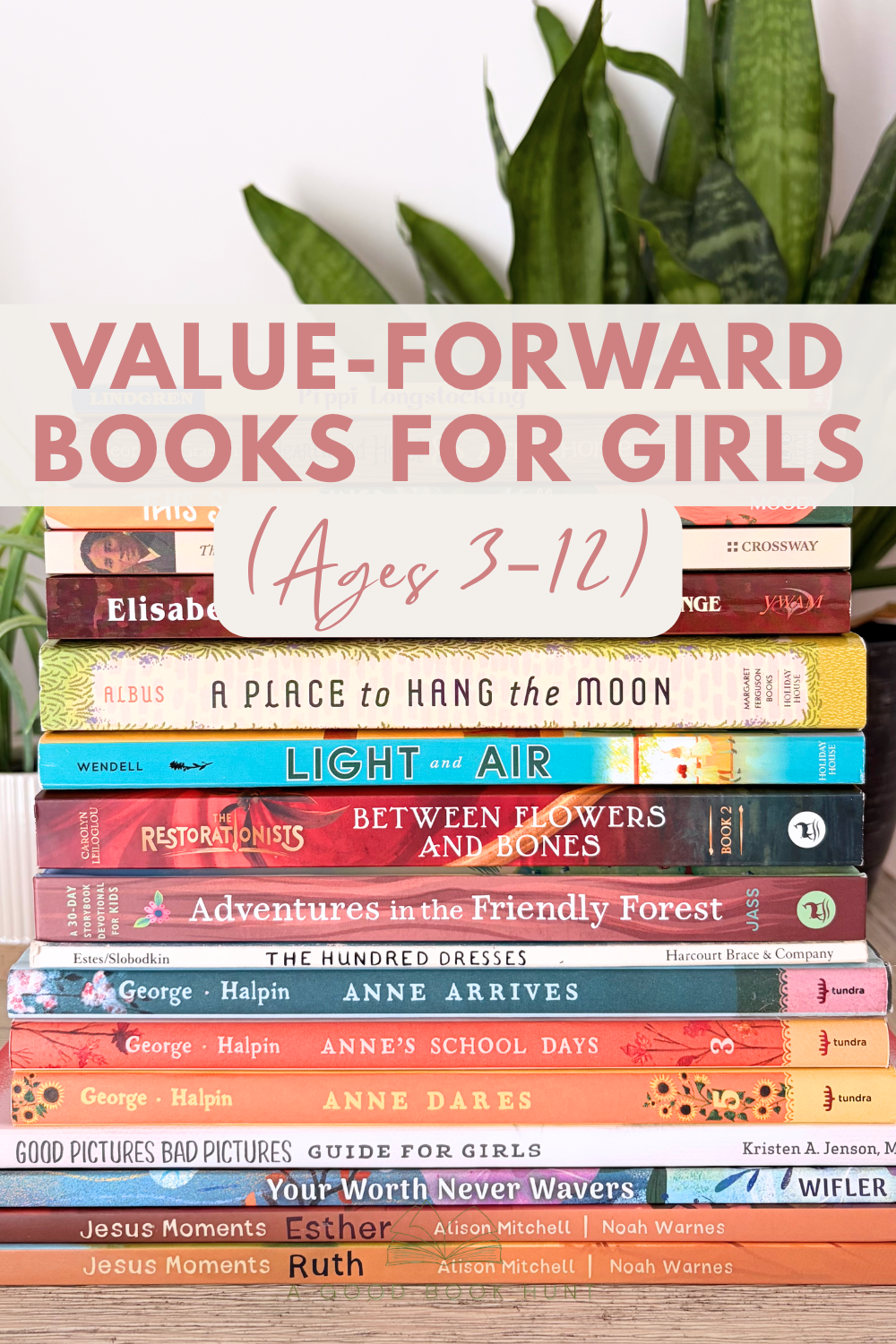 Book stack for girls ages 3-12 pin