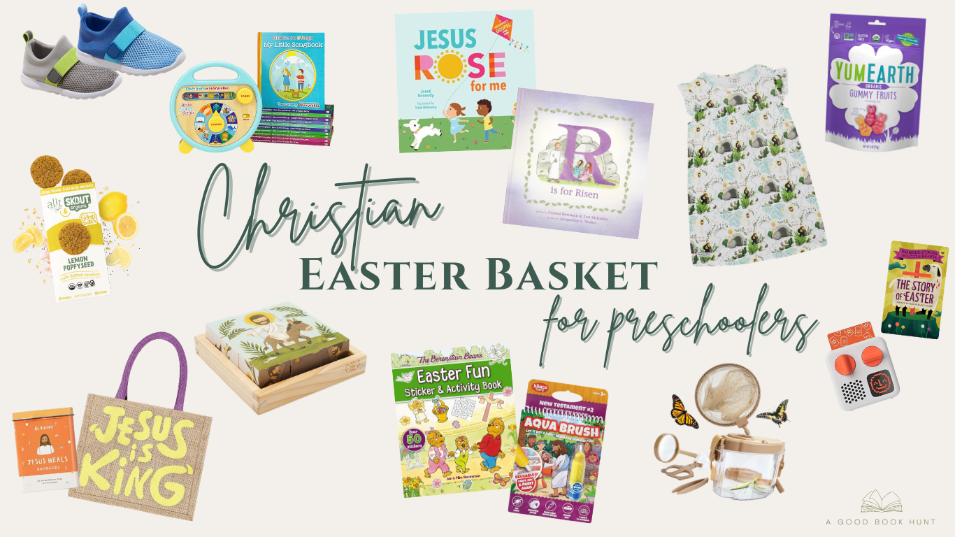 Graphic of christian Easter basket ideas for toddler and preschoolers
