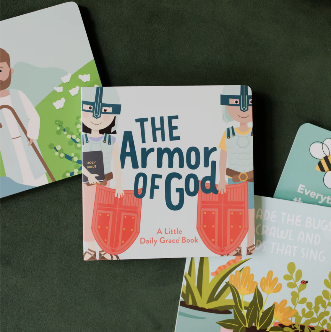 The Armor of God Board Book by The Daily Grace Co., a Christian board book for babies and toddlers introducing the Armor of God from Ephesians 6