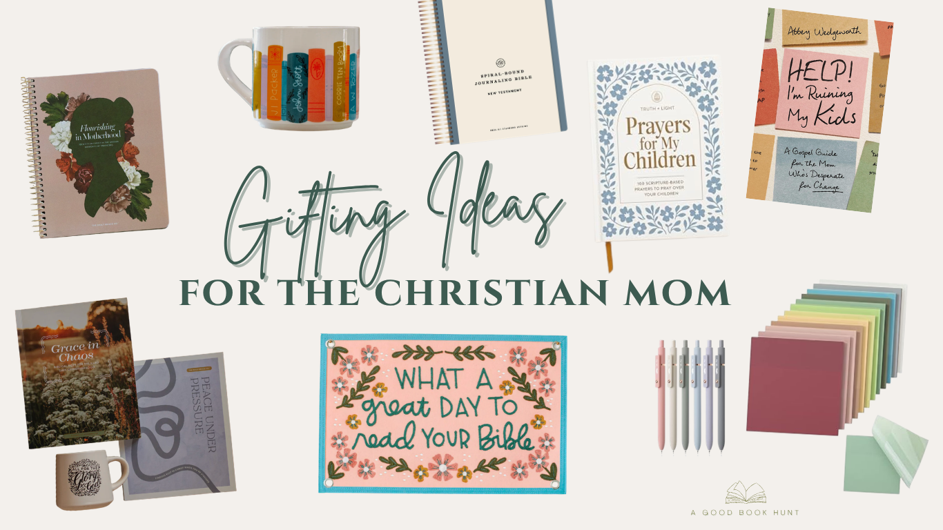 Graphic of gifting ideas for the christian mom including books and accessories