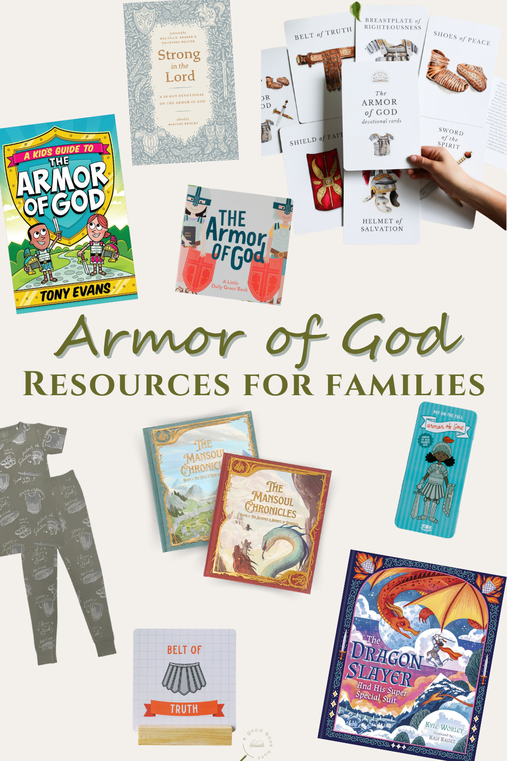 Graphic for pinterest of armor of God resources from blog post